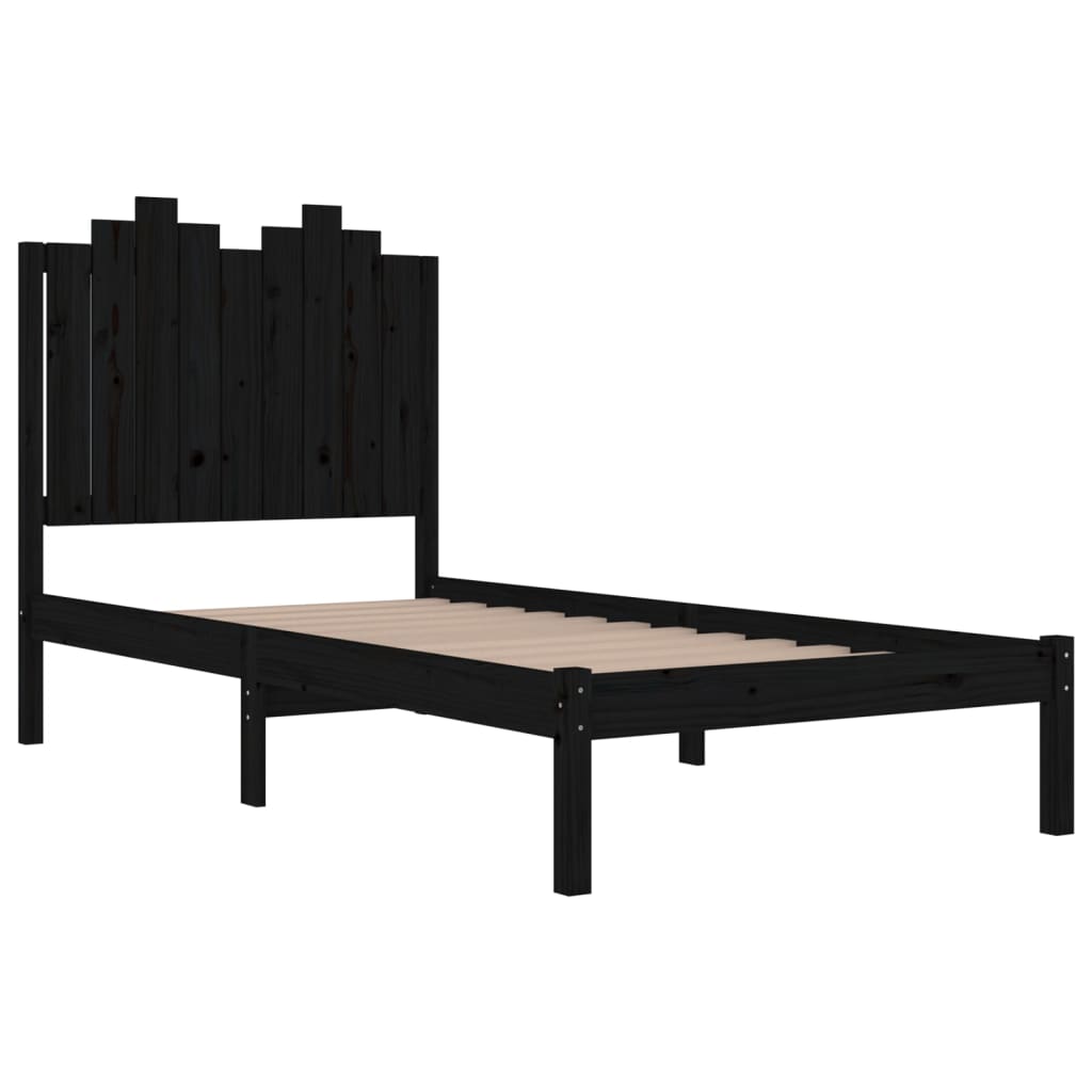 Estrutura de cama pequena solteiro 75x190 cm pinho maciço preto