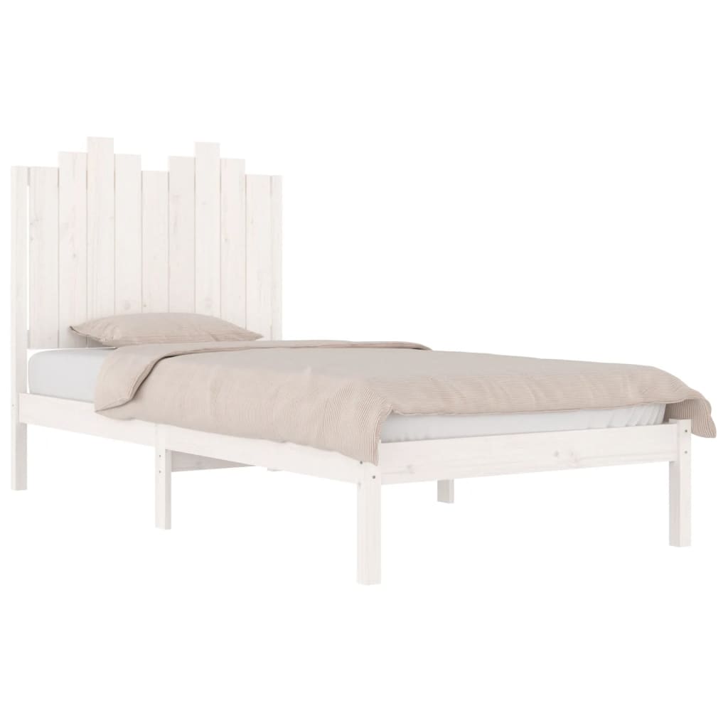 Estrutura de cama solteiro 90x190 cm pinho maciço branco