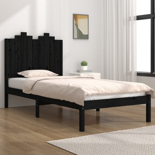 Estrutura de cama solteiro 90x190 cm pinho maciço preto