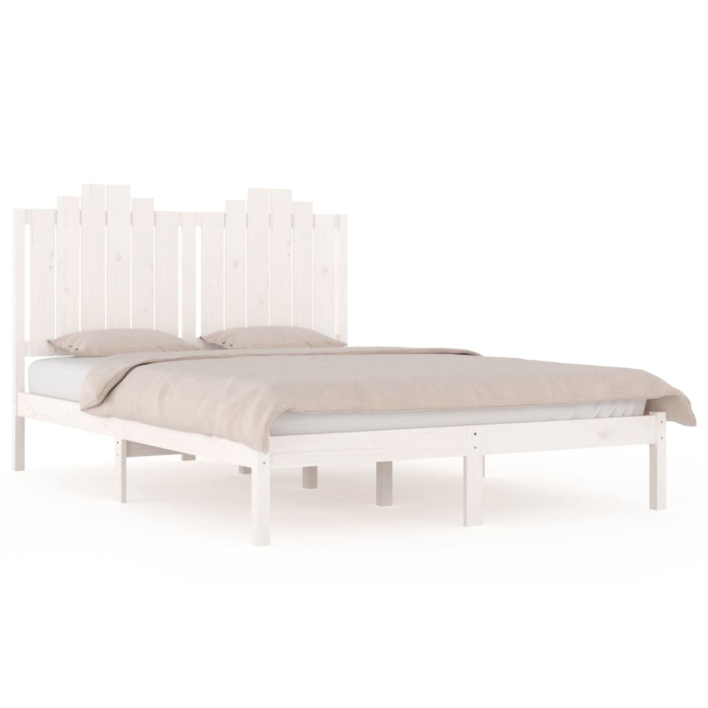 Estrutura de cama pequena casal 120x190 cm pinho maciço branco