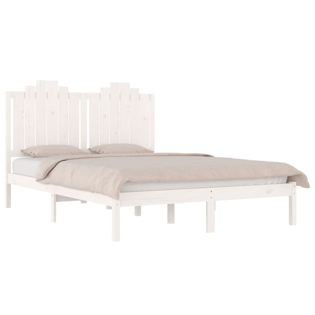 Estrutura de cama pequena casal 120x190 cm pinho maciço branco