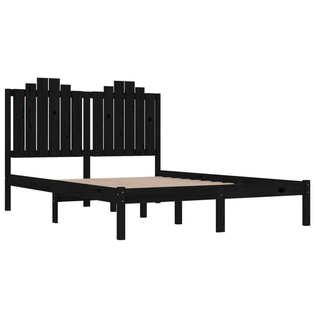 Estrutura de cama pequena casal 120x190 cm pinho maciço preto