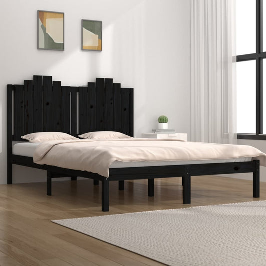 Estrutura de cama pequena casal 120x190 cm pinho maciço preto