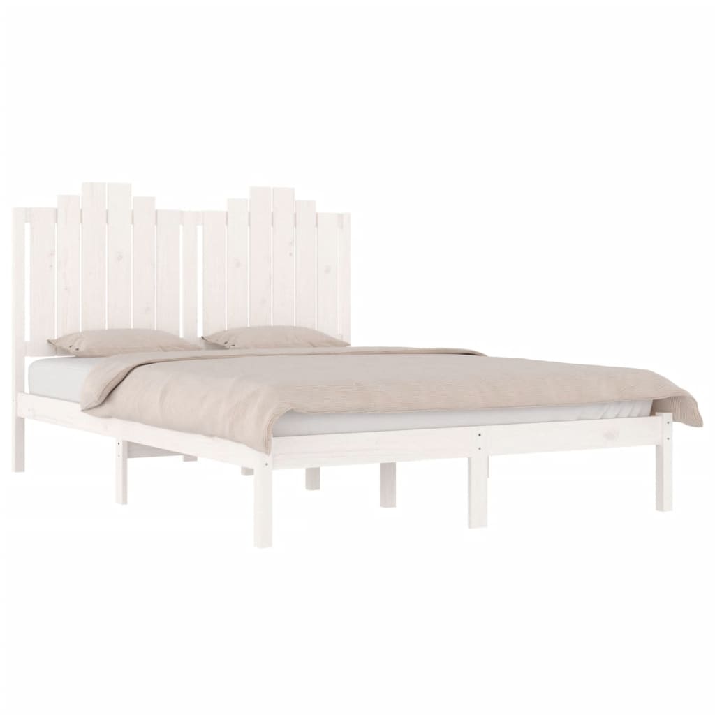 Estrutura de cama casal 135x190 cm pinho maciço branco