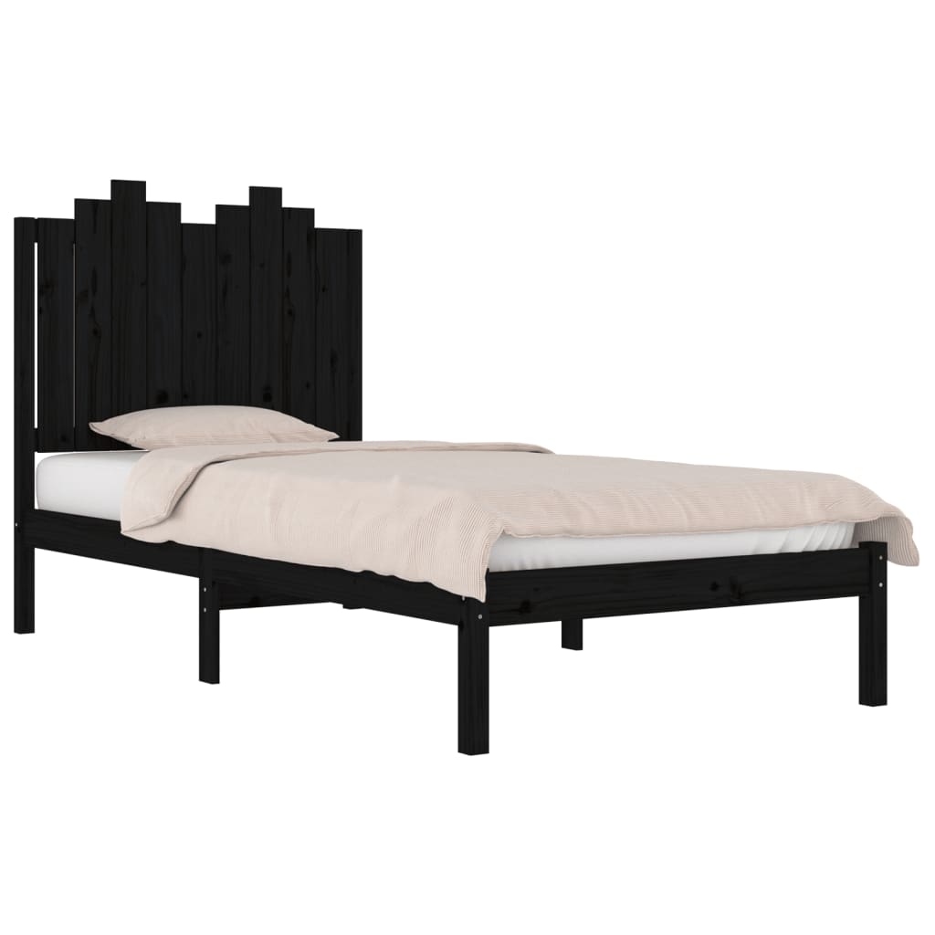 Estrutura de cama 100x200 cm pinho maciço preto