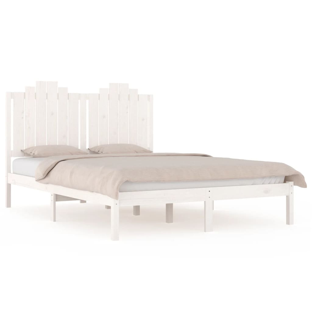 Estrutura de cama king 150x200 cm pinho maciço branco