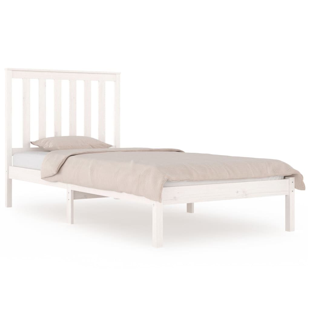 Estrutura de cama pequena solteiro 75x190cm pinho maciço branco