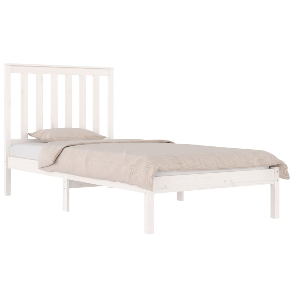 Estrutura de cama pequena solteiro 75x190cm pinho maciço branco