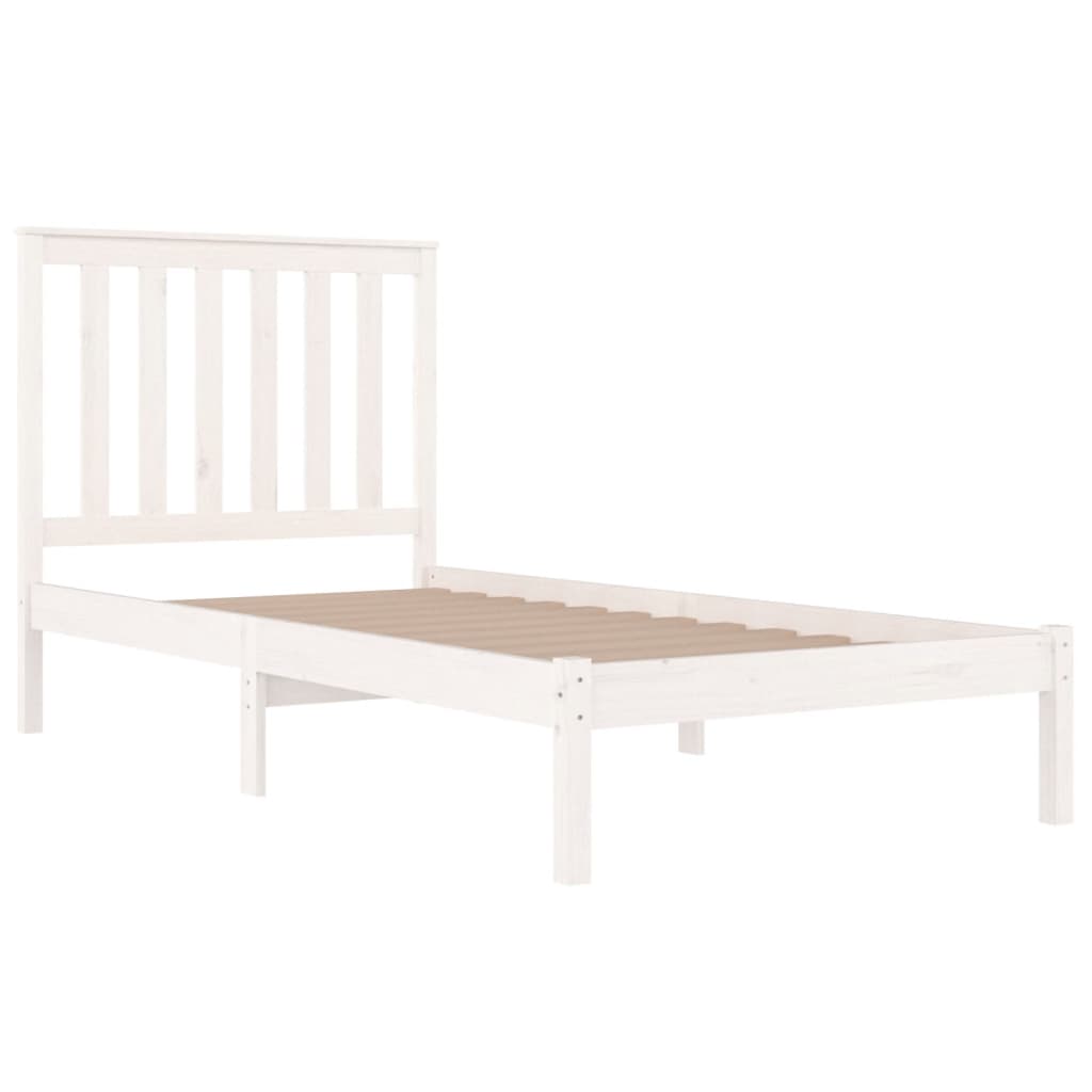 Estrutura de cama pequena solteiro 75x190cm pinho maciço branco