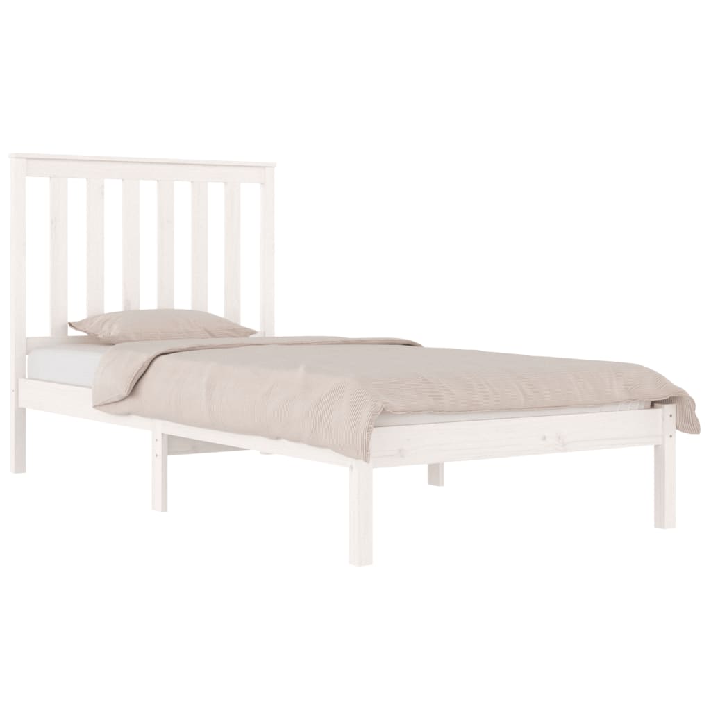 Estrutura de cama solteiro 90x190 cm pinho maciço branco