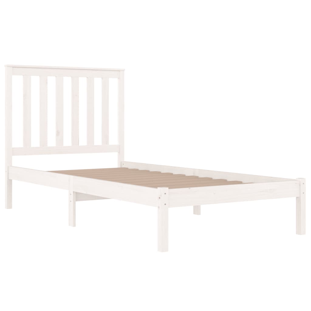 Estrutura de cama solteiro 90x190 cm pinho maciço branco