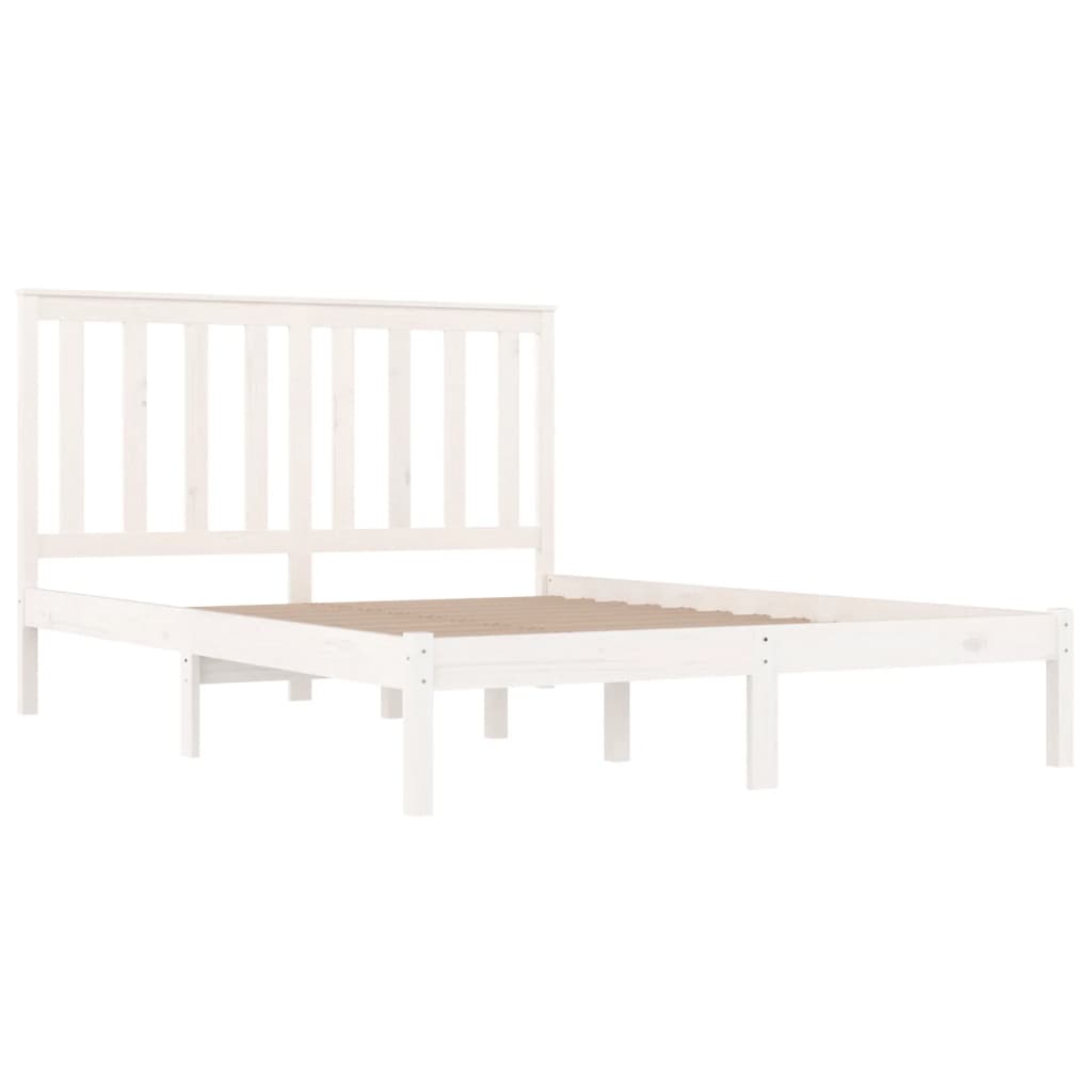 Estrutura de cama casal 135x190 cm pinho maciço branco