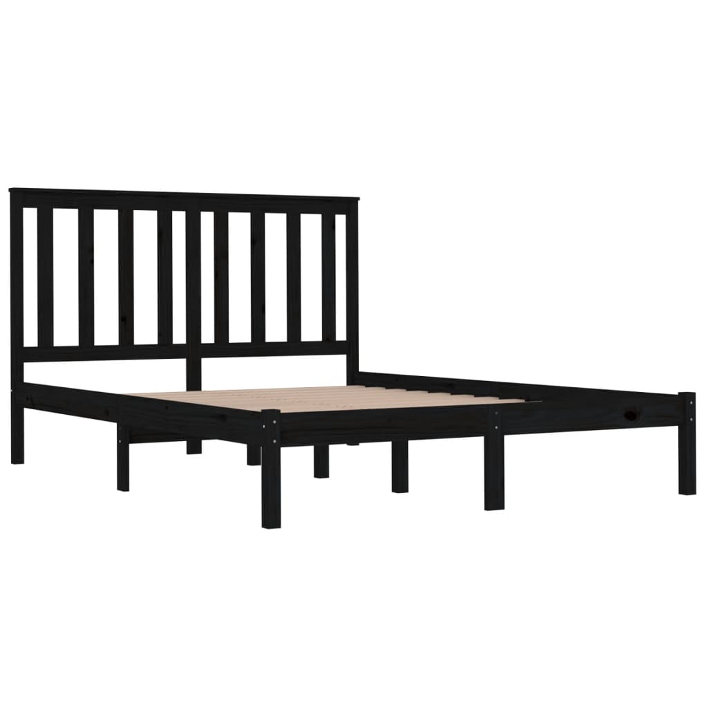 Estrutura de cama 140x190 cm madeira de pinho maciça preto