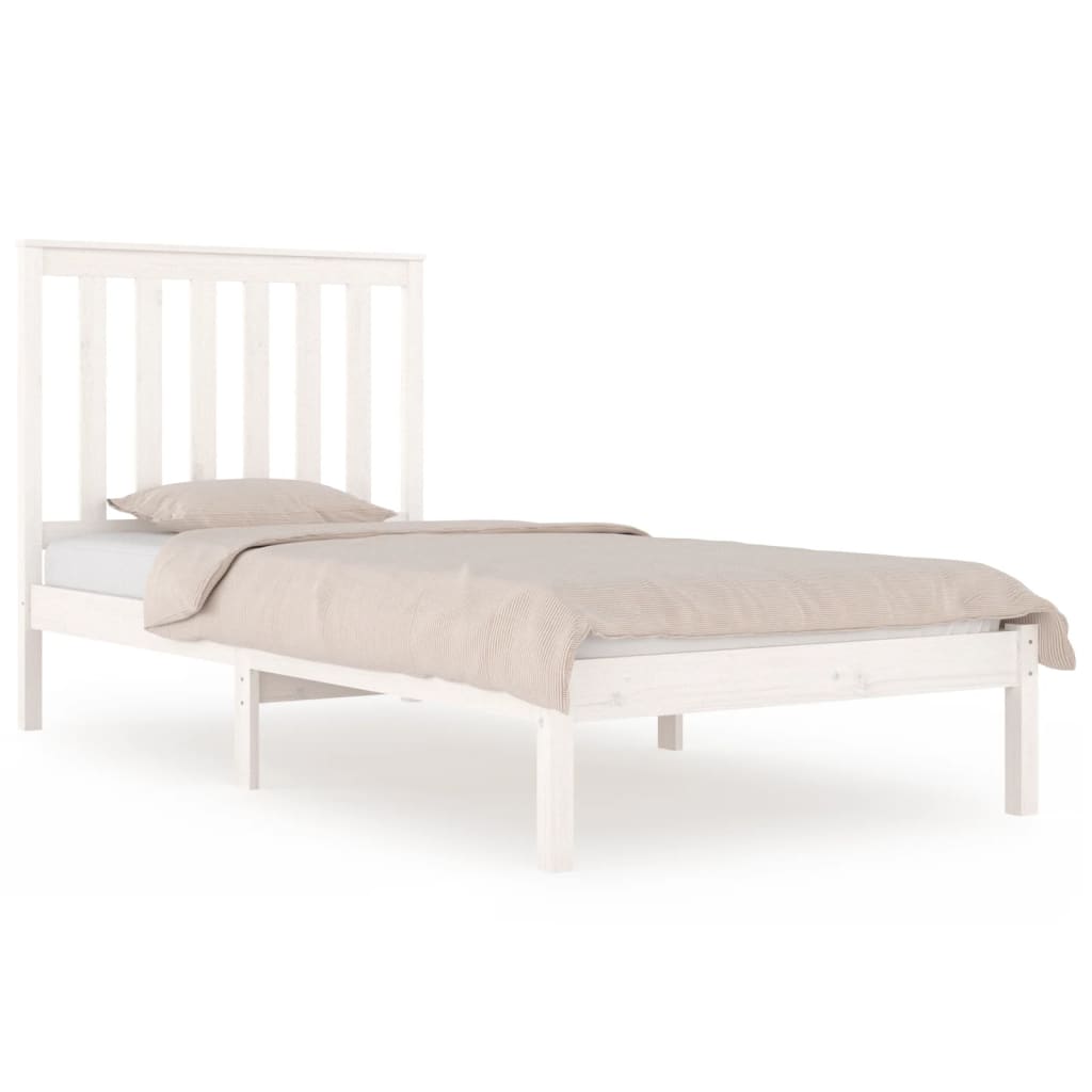 Estrutura de cama 90x200 cm pinho maciço branco