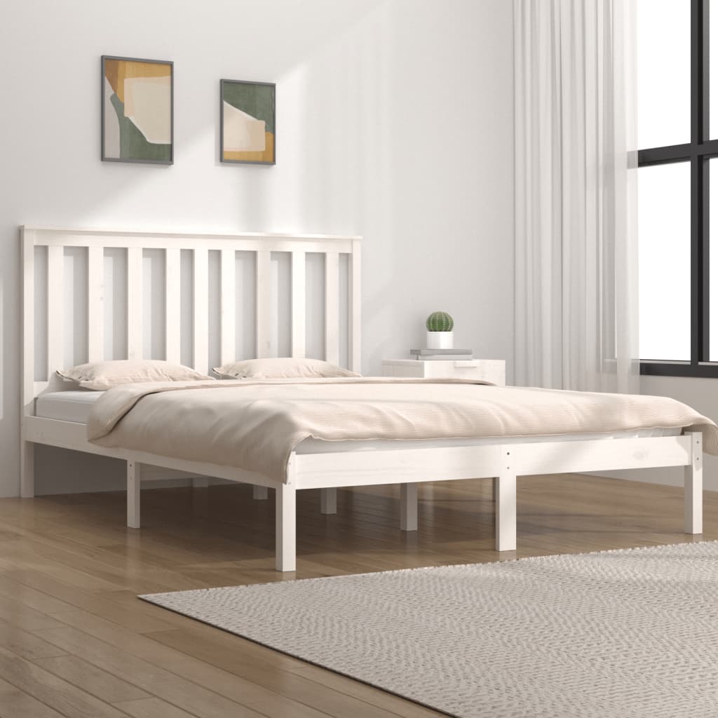 Estrutura de cama king 150x200 cm pinho maciço branco