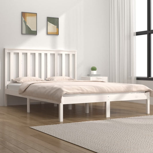 Estrutura de cama super king 180x200 cm pinho maciço branco