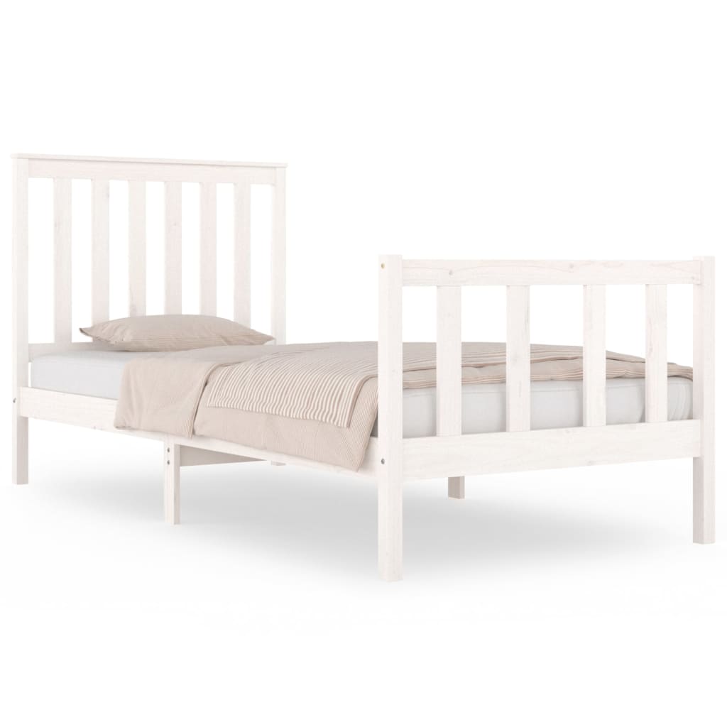 Estrutura de cama pequena solteiro 75x190cm pinho maciço branco