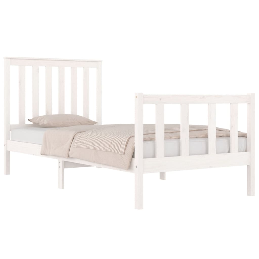 Estrutura de cama pequena solteiro 75x190cm pinho maciço branco