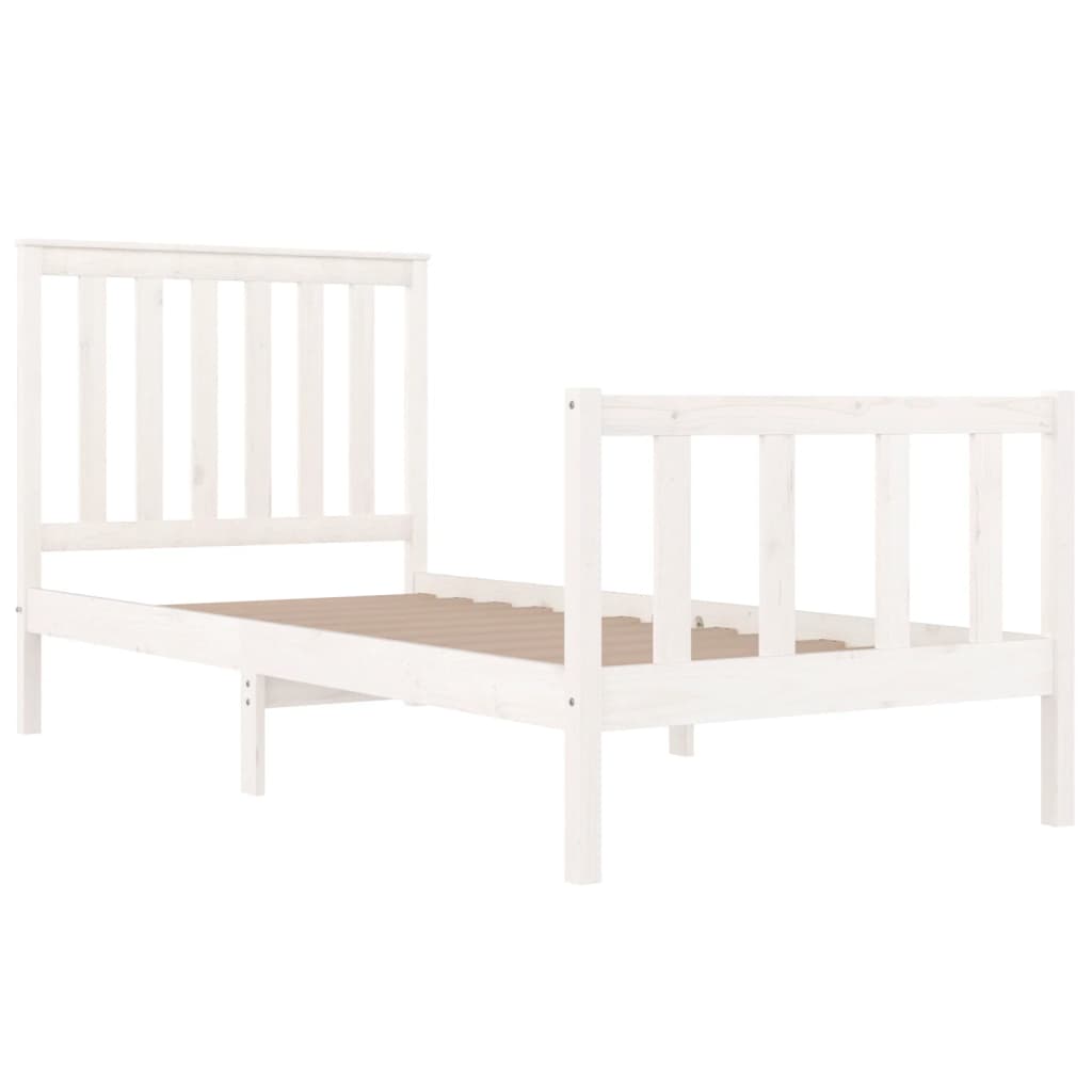 Estrutura de cama pequena solteiro 75x190cm pinho maciço branco