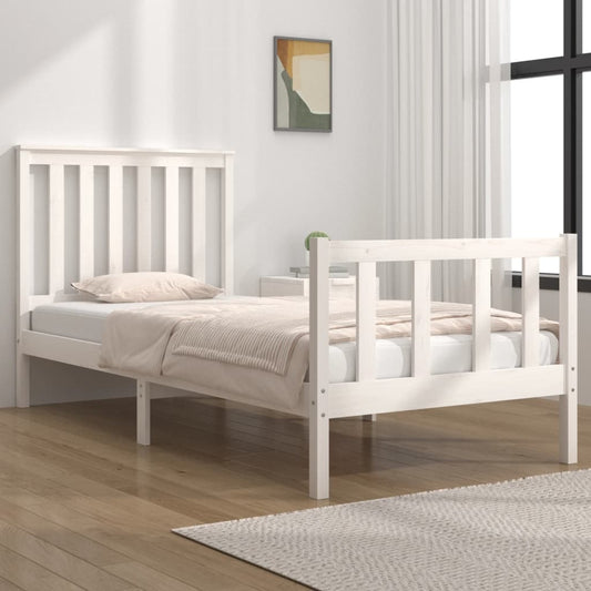 Estrutura de cama pequena solteiro 75x190cm pinho maciço branco