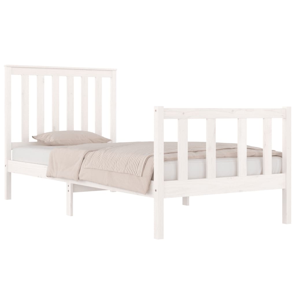 Estrutura de cama solteiro 90x190 cm pinho maciço branco