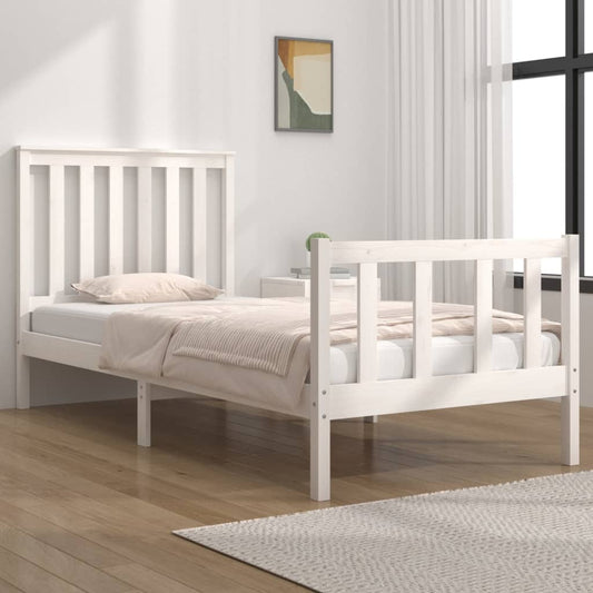 Estrutura de cama solteiro 90x190 cm pinho maciço branco