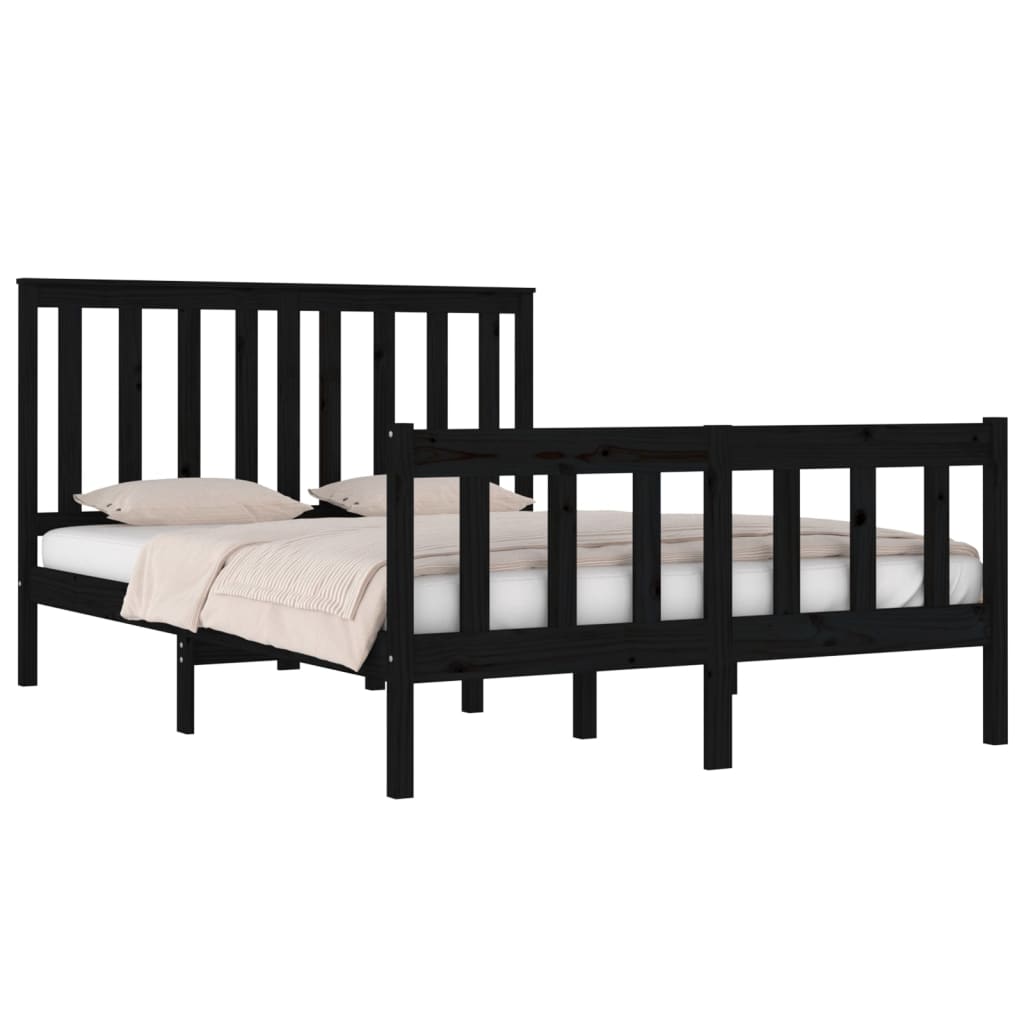 Estrutura de cama pequena casal 120x190 cm pinho maciço preto