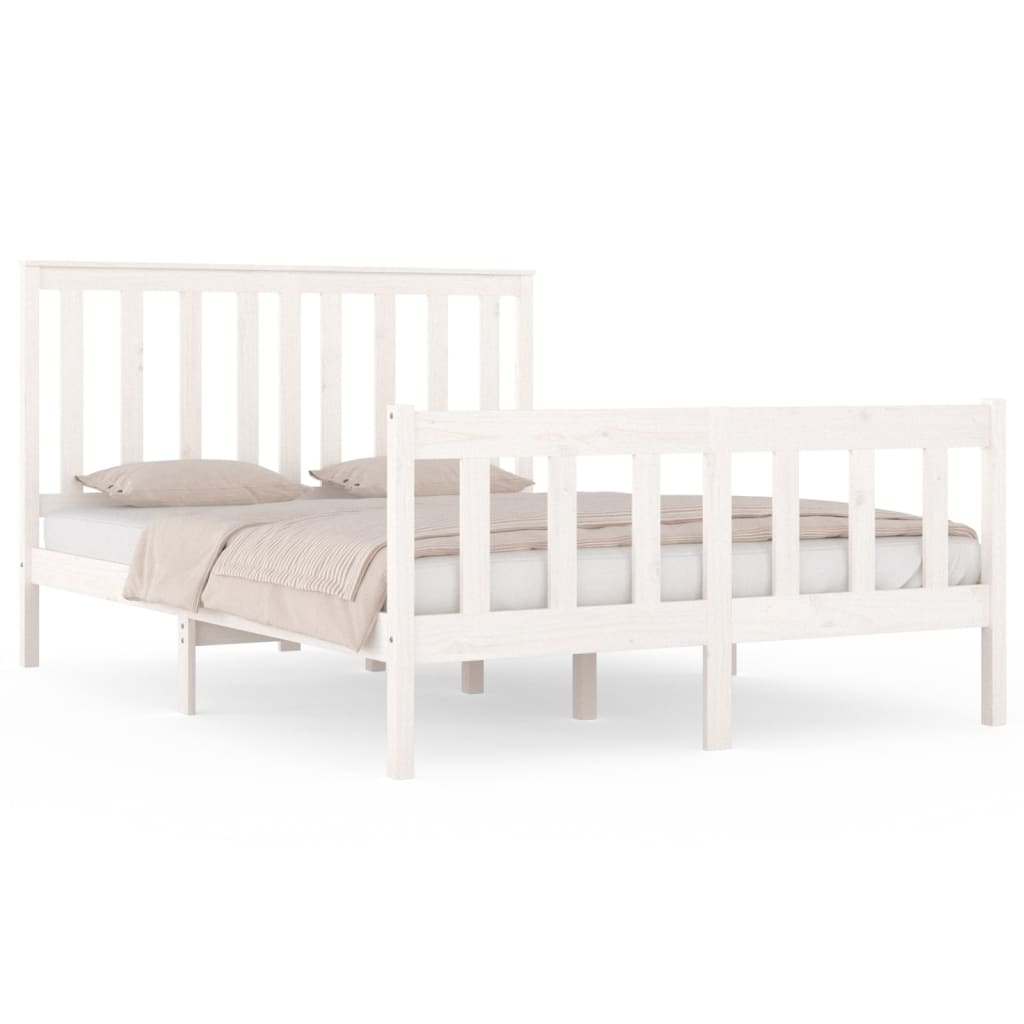 Estrutura de cama dupla 135x190 cm pinho maciço branco