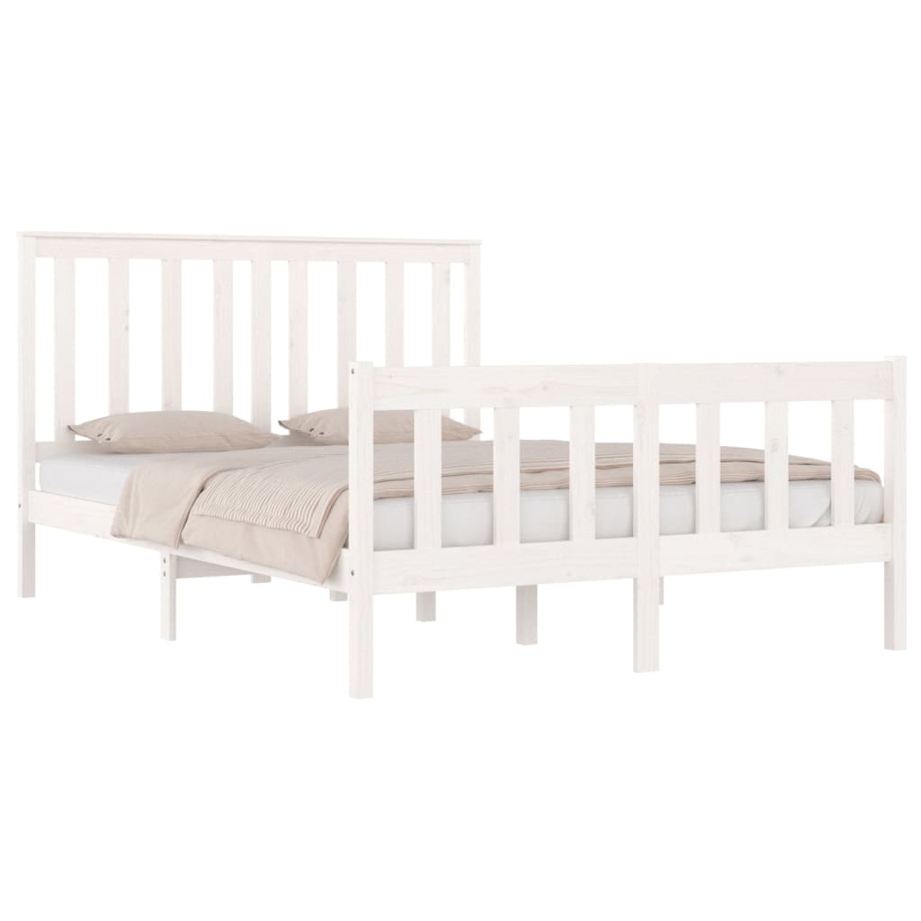 Estrutura de cama dupla 135x190 cm pinho maciço branco