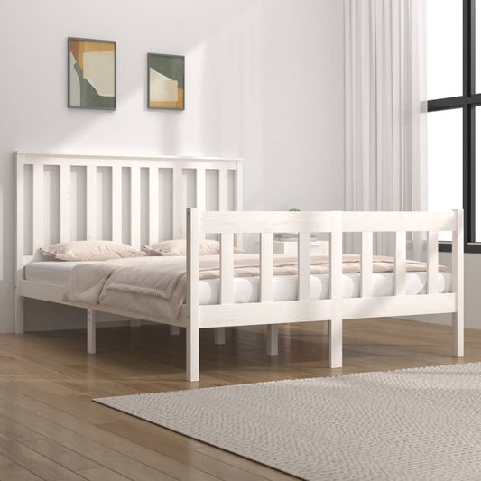 Estrutura de cama dupla 135x190 cm pinho maciço branco