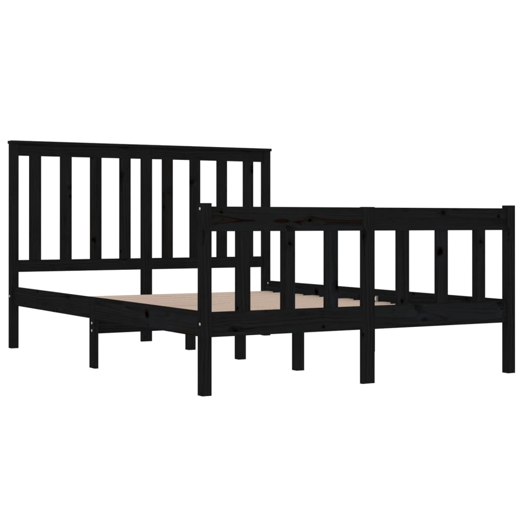 Estrutura de cama 140x190 cm madeira de pinho maciça preto