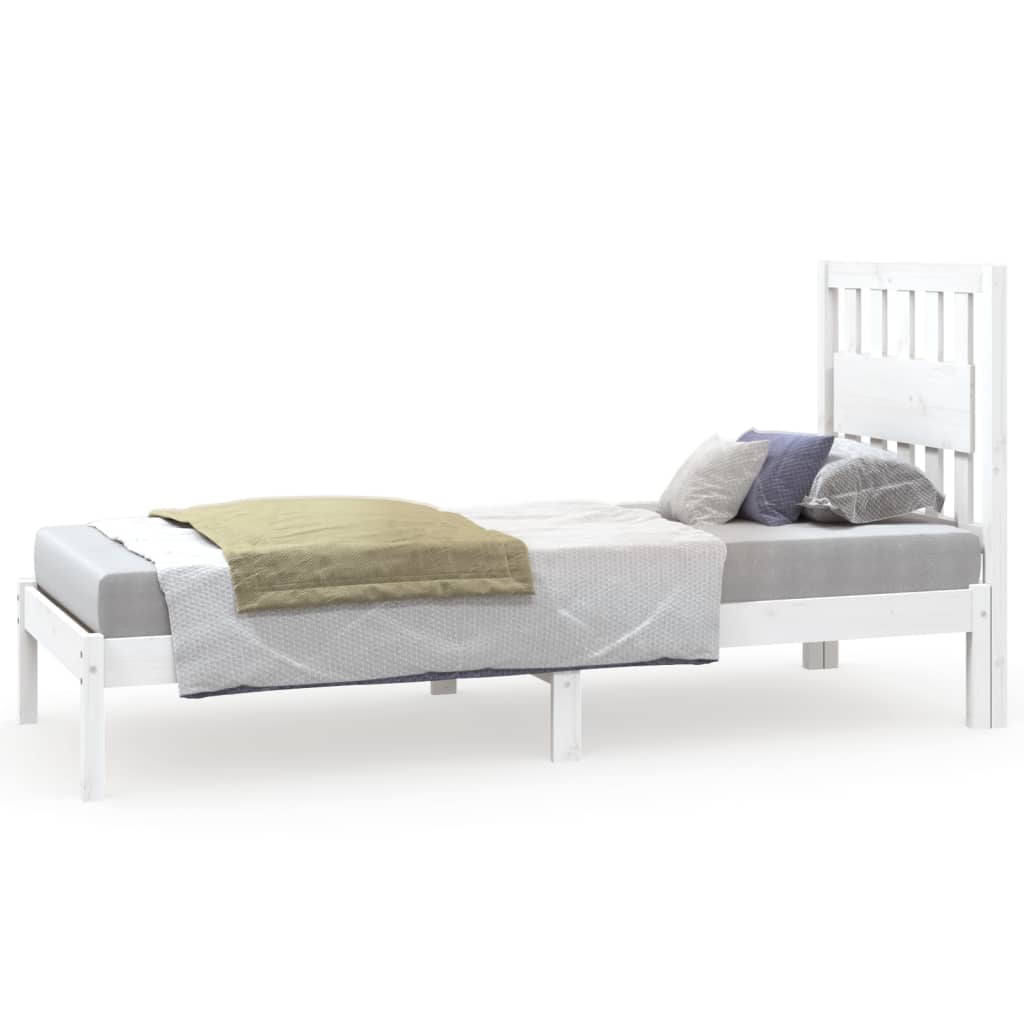 Estrutura de cama pequena solteiro 75x190cm pinho maciço branco