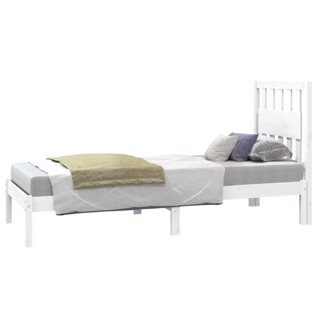 Estrutura de cama pequena solteiro 75x190cm pinho maciço branco