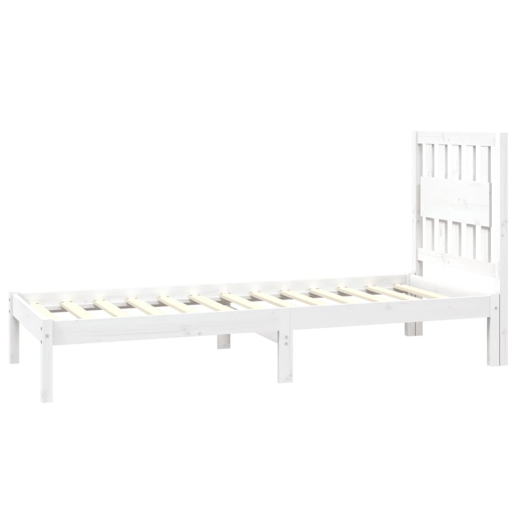 Estrutura de cama pequena solteiro 75x190cm pinho maciço branco