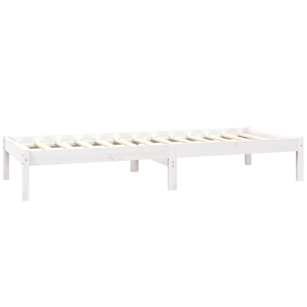 Estrutura de cama pequena solteiro 75x190cm pinho maciço branco