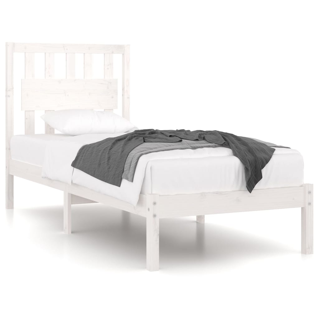 Estrutura de cama solteiro 90x190 cm pinho maciço branco