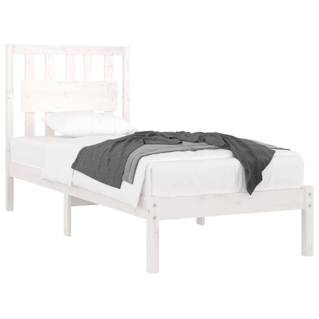 Estrutura de cama solteiro 90x190 cm pinho maciço branco