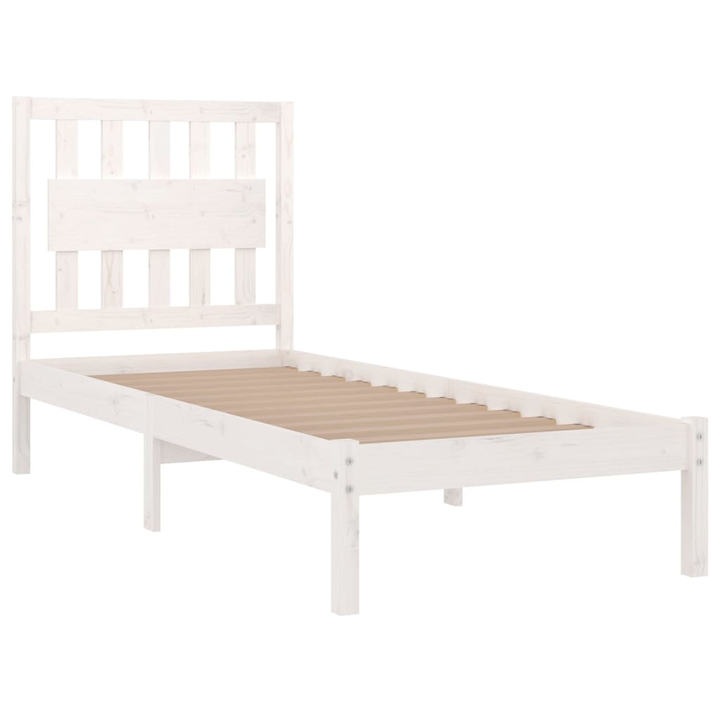 Estrutura de cama solteiro 90x190 cm pinho maciço branco