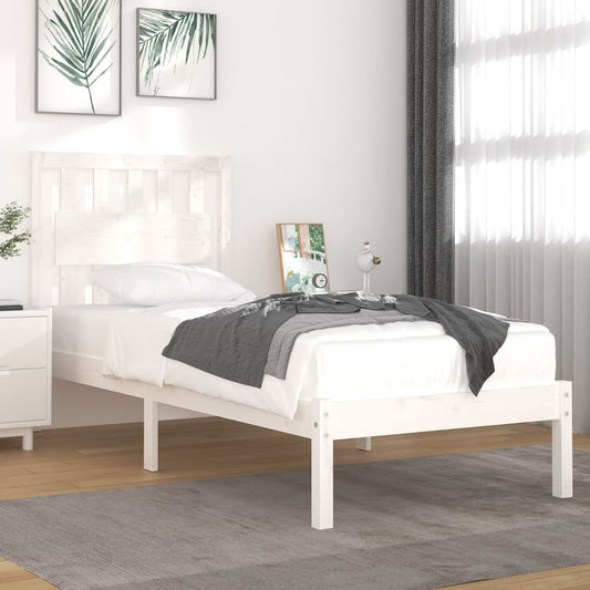 Estrutura de cama solteiro 90x190 cm pinho maciço branco