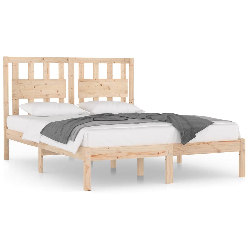 Estrutura de cama dupla pequena 4FT 120x190 cm pinho maciço