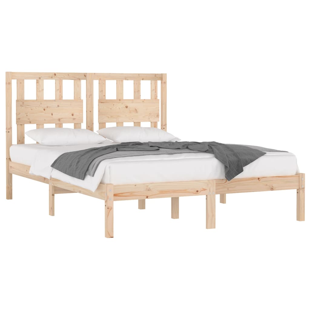 Estrutura de cama dupla pequena 4FT 120x190 cm pinho maciço