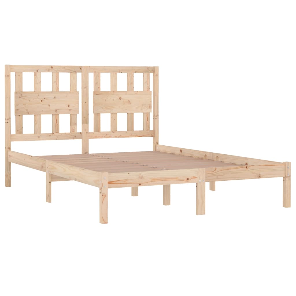 Estrutura de cama dupla pequena 4FT 120x190 cm pinho maciço