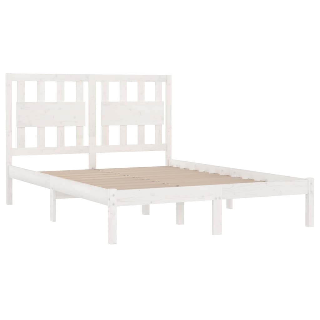 Estrutura de cama pequena casal 120x190 cm pinho maciço branco