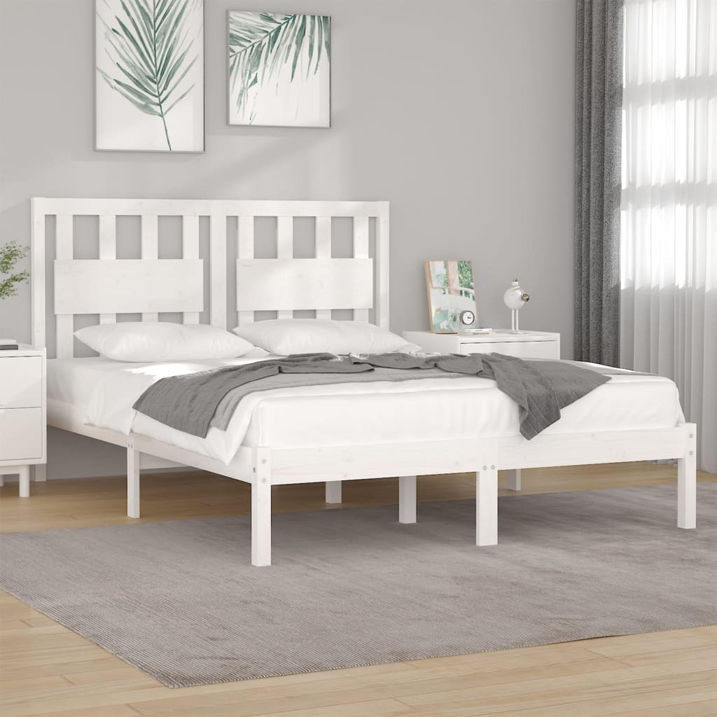 Estrutura de cama pequena casal 120x190 cm pinho maciço branco