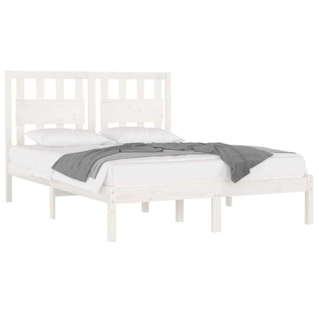 Estrutura de cama 140x190 cm madeira de pinho maciça branco