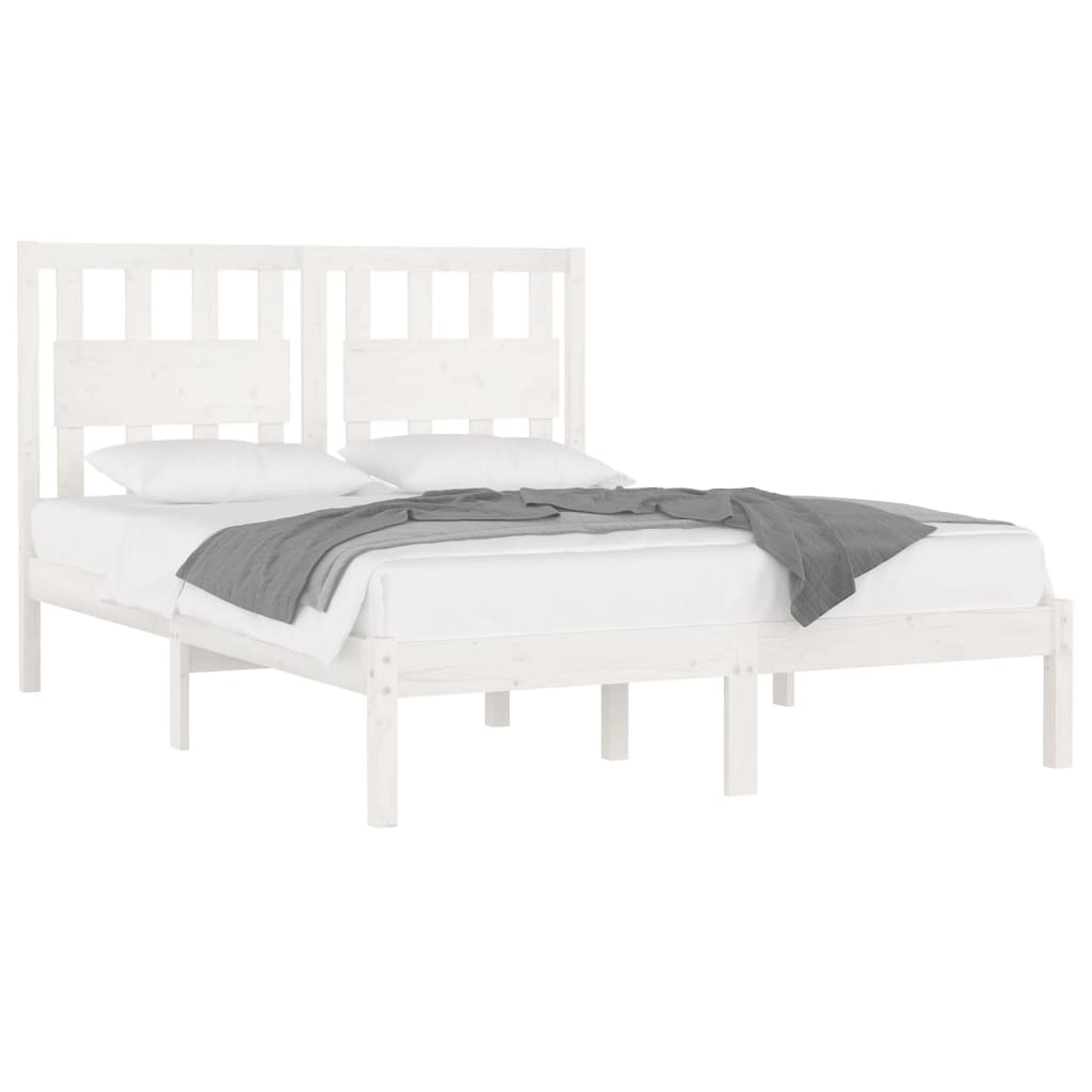 Estrutura de cama king 150x200 cm pinho maciço branco