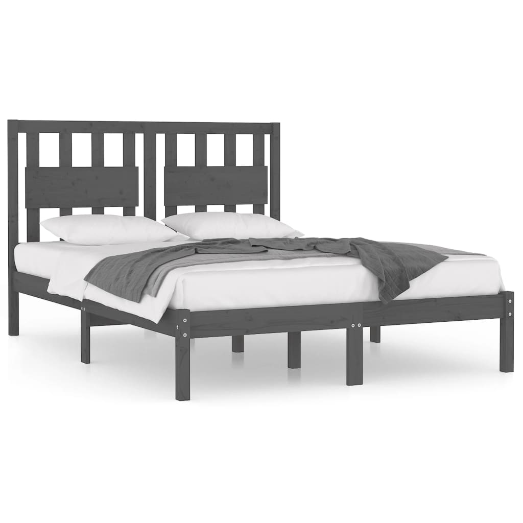 Estrutura de cama super king 180x200 cm pinho maciço cinza