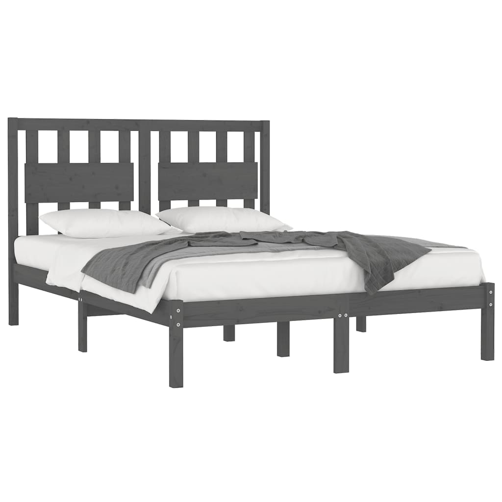 Estrutura de cama super king 180x200 cm pinho maciço cinza