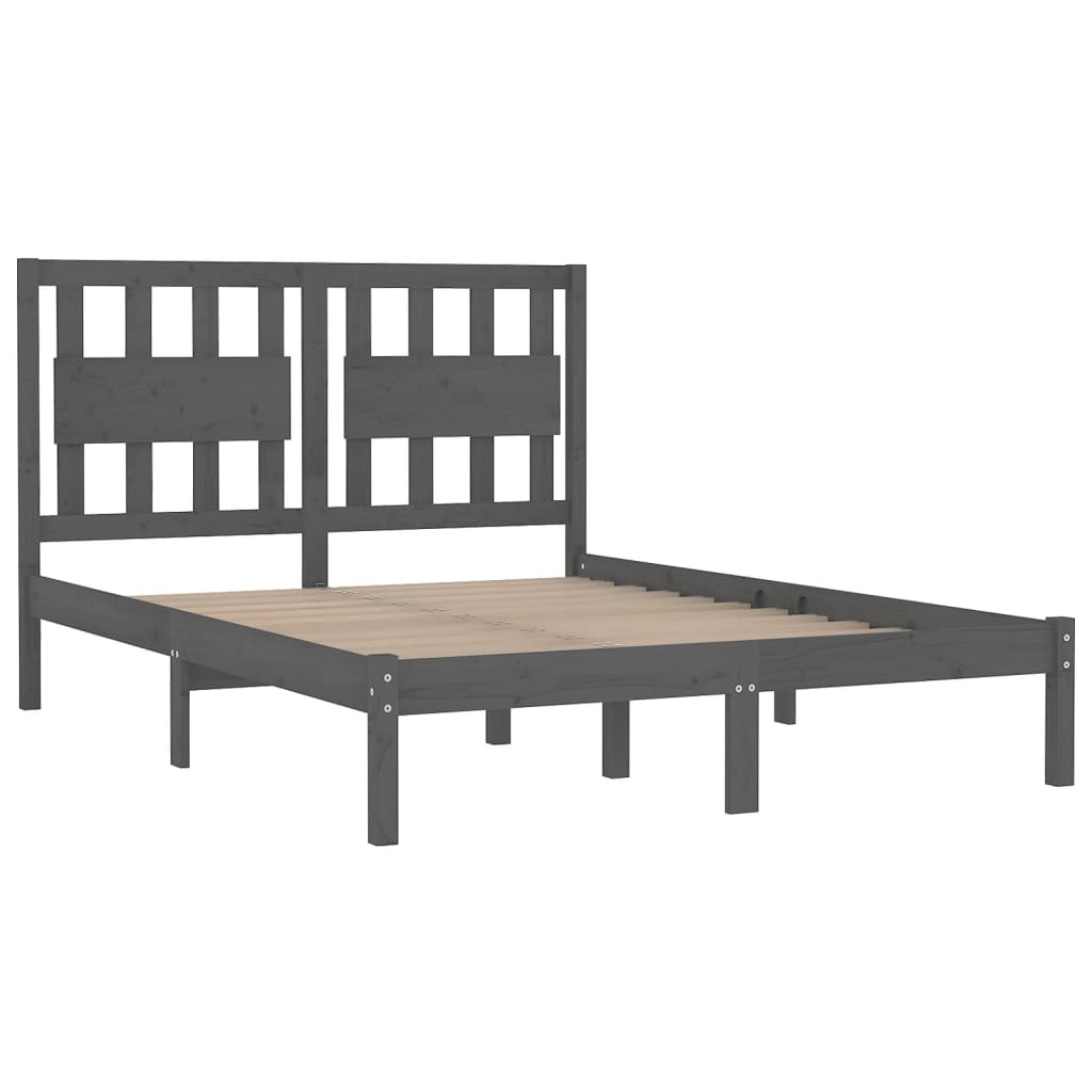 Estrutura de cama super king 180x200 cm pinho maciço cinza