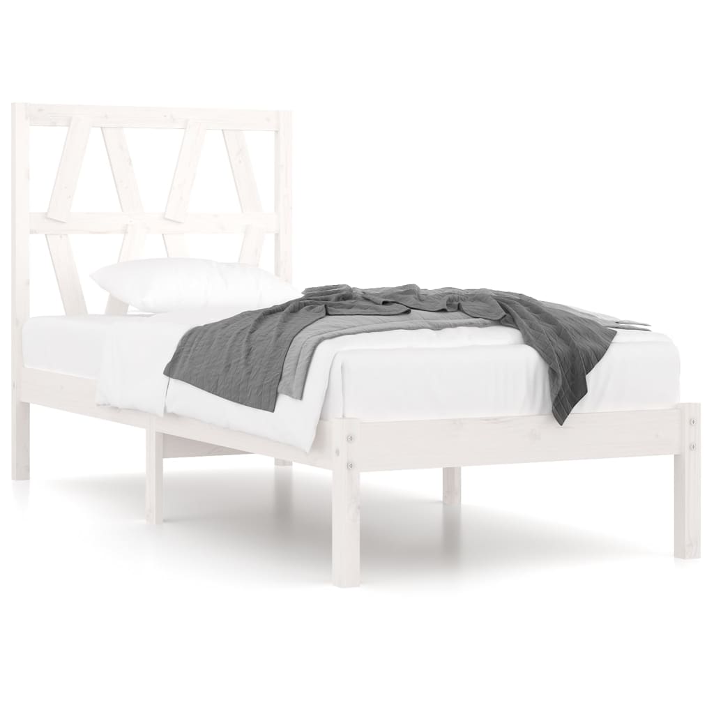 Estrutura de cama pequena solteiro 75x190cm pinho maciço branco